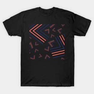 Blue and Coral abstract pattern T-Shirt